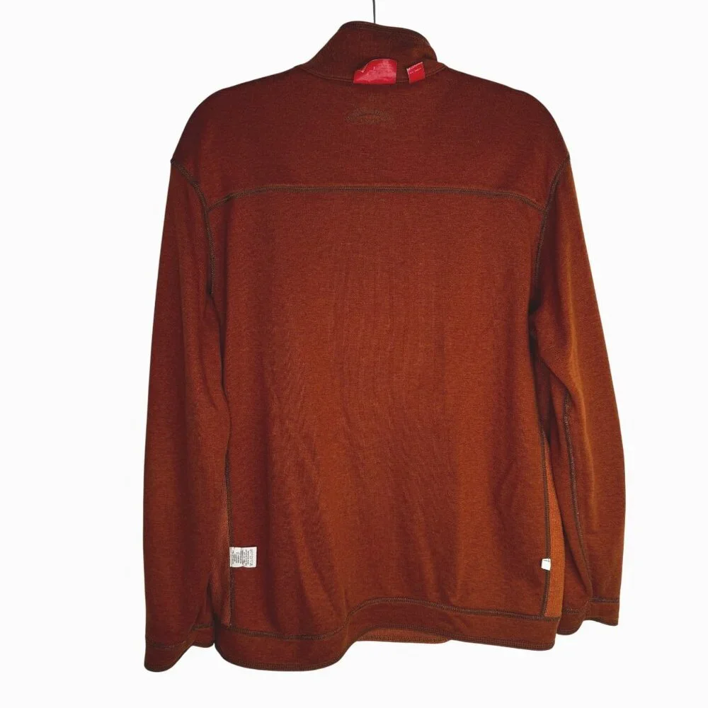 Tommy Bahama Mens SzM Reversible 1/2 Zip Orange Sweater Fall Photos Family Photo